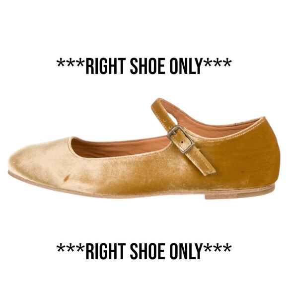SINGLE RIGHT SHOE ONLY DÔEN Womens Velvet Gold Mary Jane Ballet Size 10 - Picture 1 of 2
